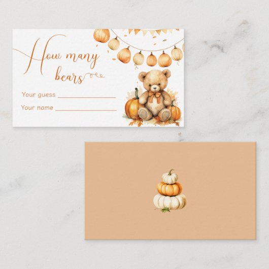 Boho herfst baby shower spel raden hoeveel beren informatiekaartje (Voorkant / Achterkant)