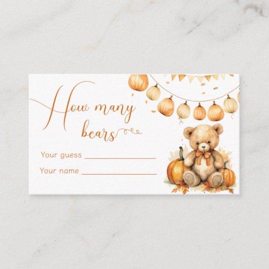 Boho herfst baby shower spel raden hoeveel beren informatiekaartje (Voorkant)