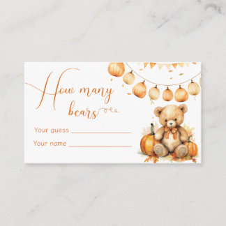 Boho herfst baby shower spel raden hoeveel beren informatiekaartje