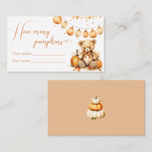 Boho herfst baby shower spel raden hoeveel pompoen informatiekaartje (Voorkant / Achterkant)