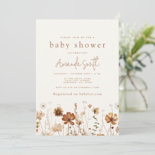 Boho Herfst Baby shower Uitnodiging (Staand voorkant)