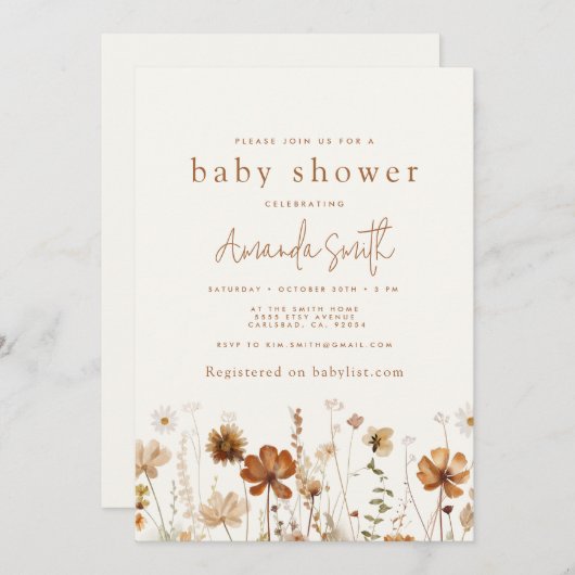 Boho Herfst Baby shower Uitnodiging (Voorkant / Achterkant)