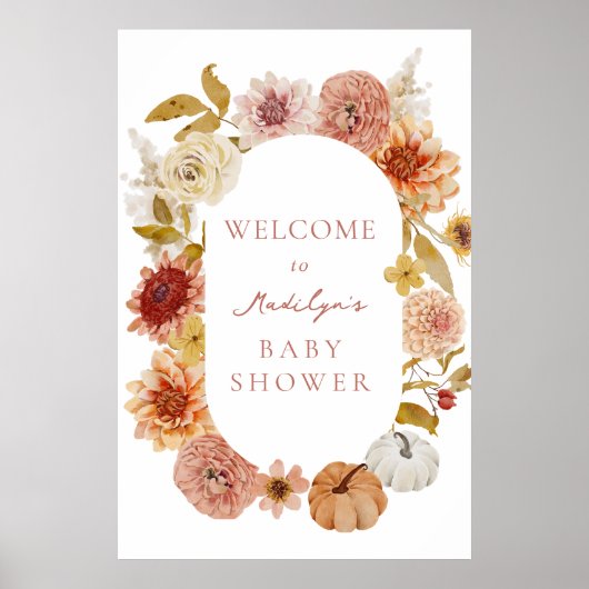 Boho Herfst Baby shower Welkomstbord Poster (Voorkant)