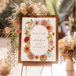 Boho Herfst Baby shower Welkomstbord Poster