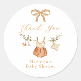Boho-herfst-babyborrel-bedanksticker Ronde Sticker