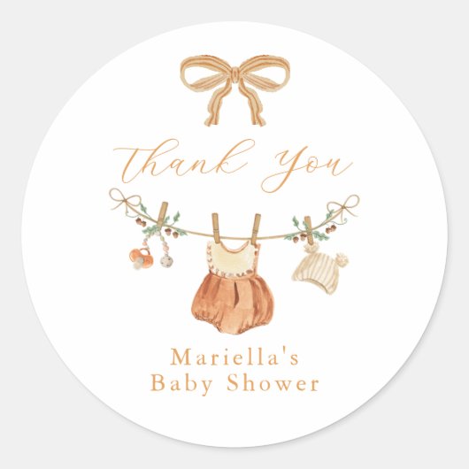 Boho-herfst-babyborrel-bedanksticker Ronde Sticker (Voorkant)