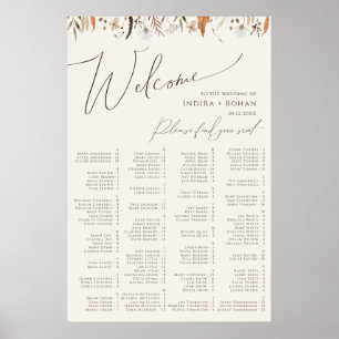 Boho Herfst Beige Alfabetische Zitkaart Poster