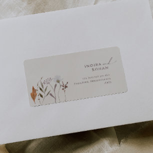 Boho Herfst Beige Huwelijk RSVP Retouradres Etiket