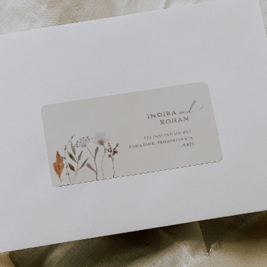 Boho Herfst | Beige Huwelijk RSVP Retouradres Etiket
