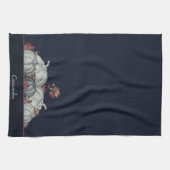 Boho Herfst Blauw Wit Waterverf Pompoen Herfst Theedoek (Horizontaal)