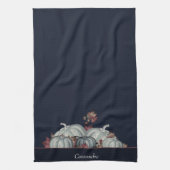 Boho Herfst Blauw Wit Waterverf Pompoen Herfst Theedoek (Verticaal)