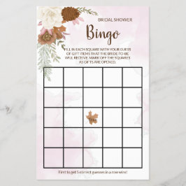 Boho herfst bloem bruidsfeest bingo spelkaart flyer