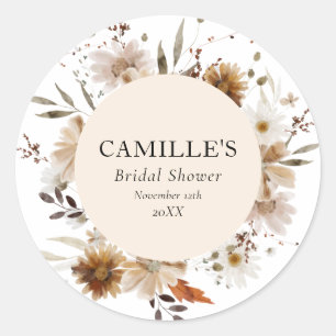 Boho-herfst-bloem bruiloft borrel ronde sticker