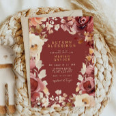 Boho Herfst Bloem Goud Crème Scharlaken Baby Showe Kaart