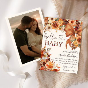 Boho Herfst Bloem Hello Baby Baby Shower Feest Kaart