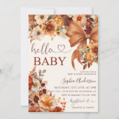 Boho Herfst Bloem Hello Baby Baby Shower Feest Kaart (Voorkant)