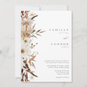 Boho herfst bloem neutrale rustieke bruiloft kaart (Voorkant)
