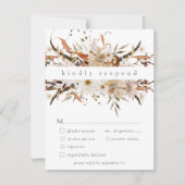 Boho herfst bloem neutrale rustieke bruiloft RSVP kaartje (Voorkant)