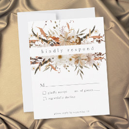 Boho herfst bloem neutrale rustieke bruiloft RSVP kaartje