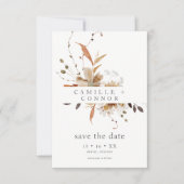 Boho herfst bloem neutrale rustieke bruiloft save the date (Voorkant)