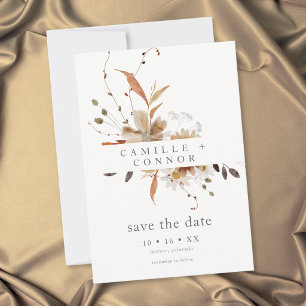 Boho herfst bloem neutrale rustieke bruiloft save the date