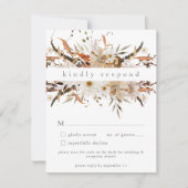 Boho Herfst Bloem Neutrale Rustieke Trouw QR Code RSVP Kaartje (Voorkant)