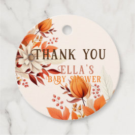 Boho herfst bloemblaadjes baby shower bedankjes labels