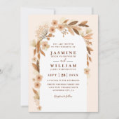 Boho herfst bloemboog elegante QR-code bruiloft Kaart (Voorkant)