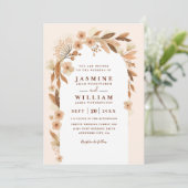Boho herfst bloemboog elegante QR-code bruiloft Kaart (Staand voorkant)