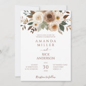 Boho Herfst Bloemen Aardse Terracotta Roest bruilo Kaart (Voorkant)