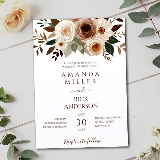 Boho Herfst Bloemen Aardse Terracotta Roest bruilo Kaart