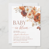 Boho Herfst Bloemen Baby in Bloom Baby shower Kaart (Voorkant)