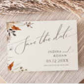 Boho Herfst Bloemen | Beige Horizontaal Save The Date