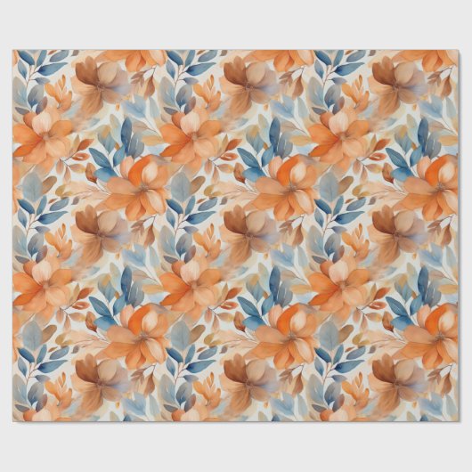 Boho herfst bloemen bloesems terracotta abrikoos b cadeaupapier (Vlak)