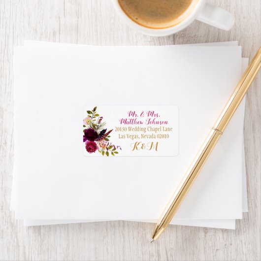 Boho Herfst Bloemen Boeket Bruiloft Label (Insitu)