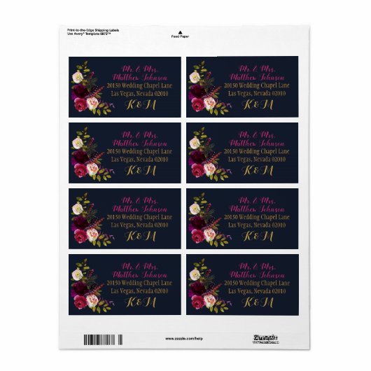 Boho Herfst Bloemen Boeket Bruiloft Label (Full Sheet)