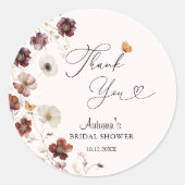 Boho herfst bloemen bruidsdouche  ronde sticker (Voorkant)