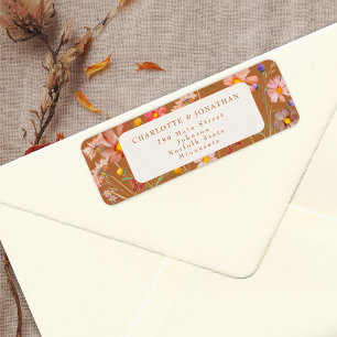 Boho herfst bloemen bruiloft etiket