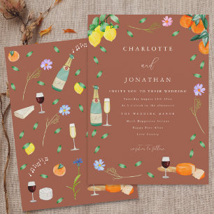 Boho Herfst Bloemen Citrus Terracotta Beige Bruilo Kaart