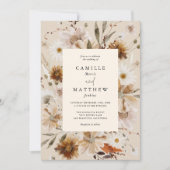 Boho Herfst Bloemen Foto Bruiloft Uitnodiging (Voorkant)