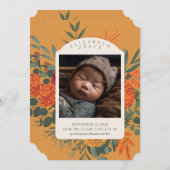Boho Herfst Bloemen Foto Geboorteaankondiging Kaart (Voorkant / Achterkant)