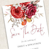 Boho herfst bloemen foto overlay QR code bruiloft Save The Date