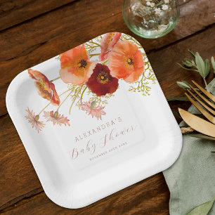 Boho Herfst Bloemen Geslacht Neutrale Baby Shower  Papieren Bordje