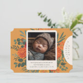 Boho Herfst Bloemen Pasgeboren Aankondiging (Staand voorkant)