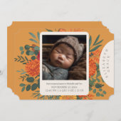 Boho Herfst Bloemen Pasgeboren Aankondiging (Voorkant / Achterkant)