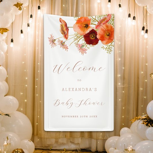 Boho Herfst Bloemen Persoonlijke Baby Borrel Spandoek