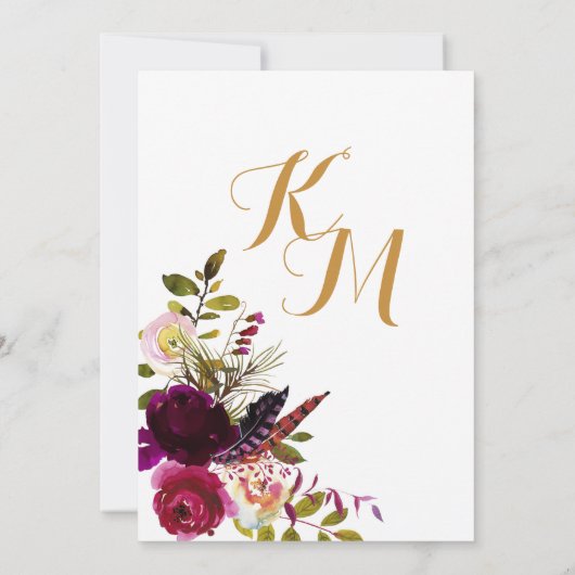 Boho Herfst Bloemen Pijl Boeket Bruiloft Kaart (Achterkant)