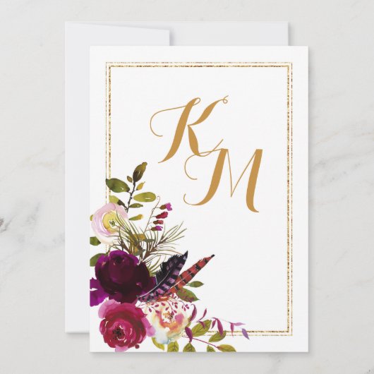 Boho Herfst Bloemen Pijl Boeket Bruiloft Kaart (Achterkant)