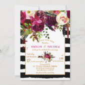 Boho Herfst Bloemen Pijl Boeket Stripe Huwelijk Kaart (Voorkant)