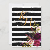 Boho Herfst Bloemen Pijl Boeket Stripe Huwelijk Kaart (Achterkant)